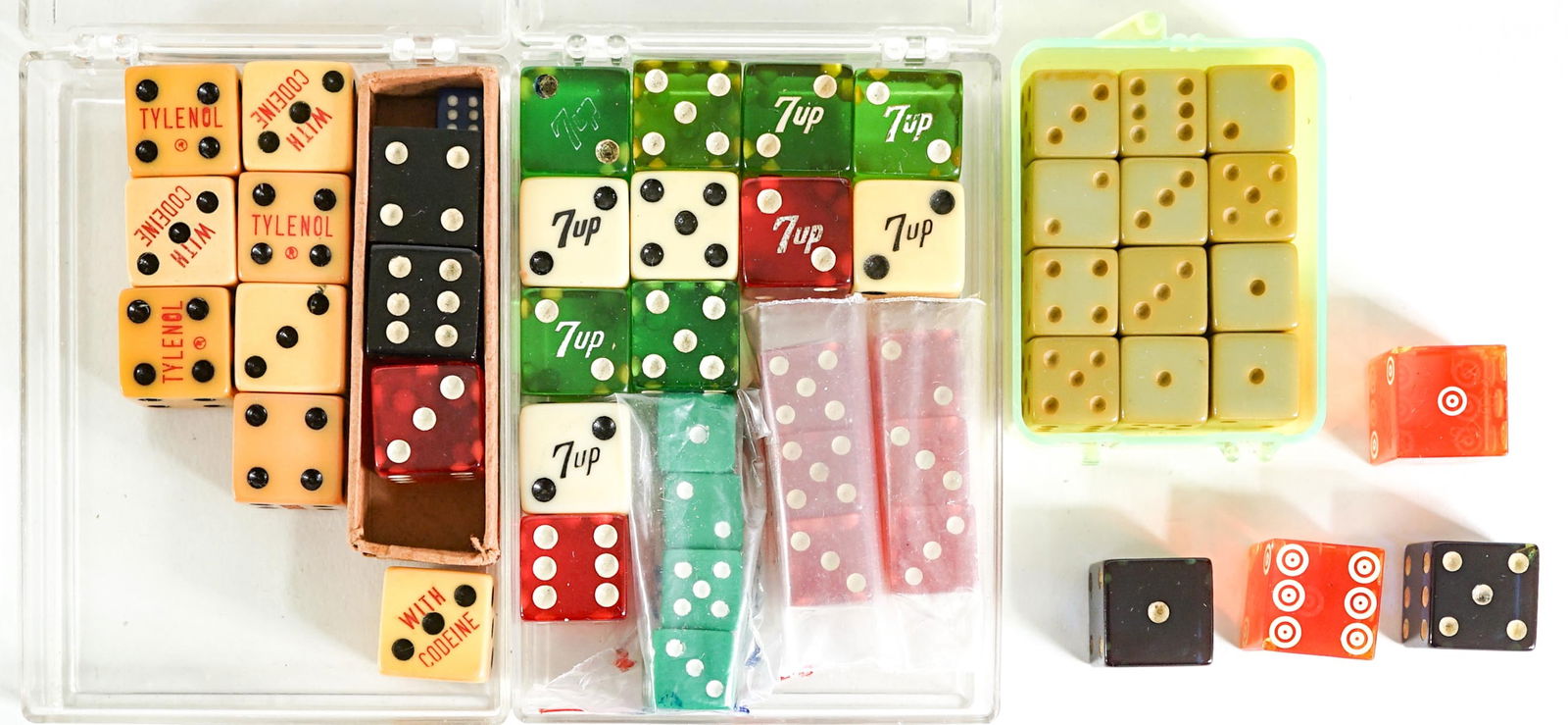 Vintage, 7up, Tylenol-Assorted Vintage Dice (1 of 1)