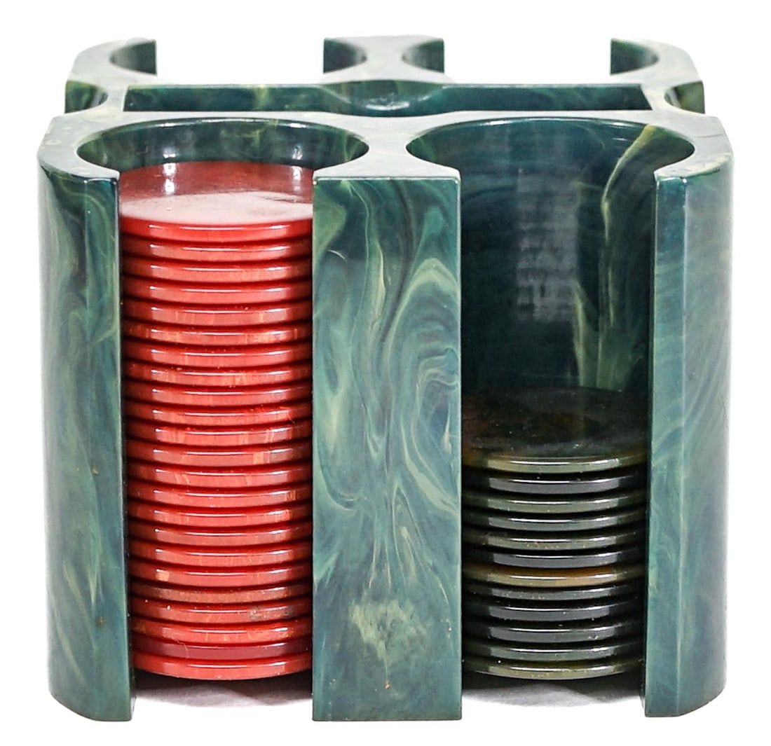 Blue Moon Bakelite Catalin Poker Caddy (1 of 5)
