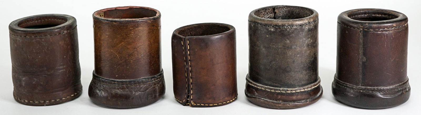 (5) Antique Old West Leather Dice Cups (1 of 5)