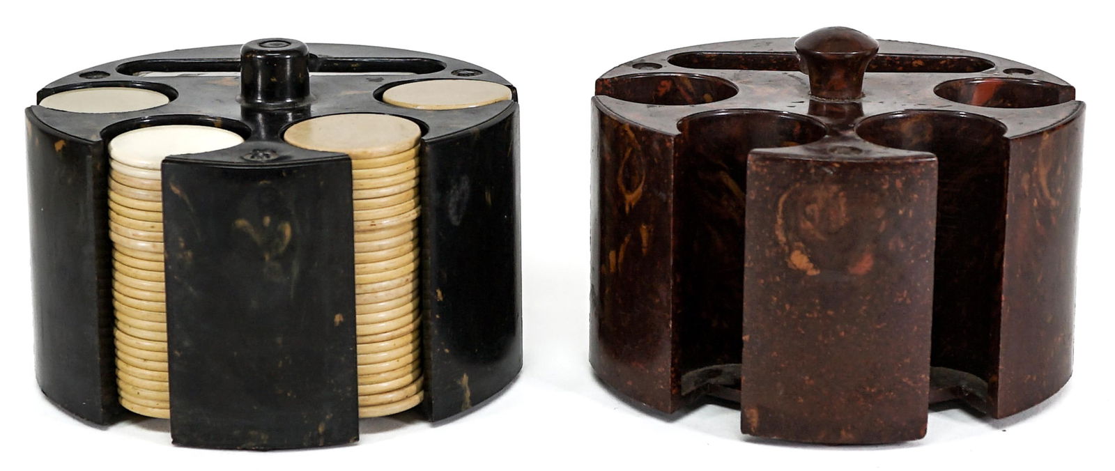 [Bakelite, Catalin, Plastics] Poker Caddy's & Chip (1 of 5)