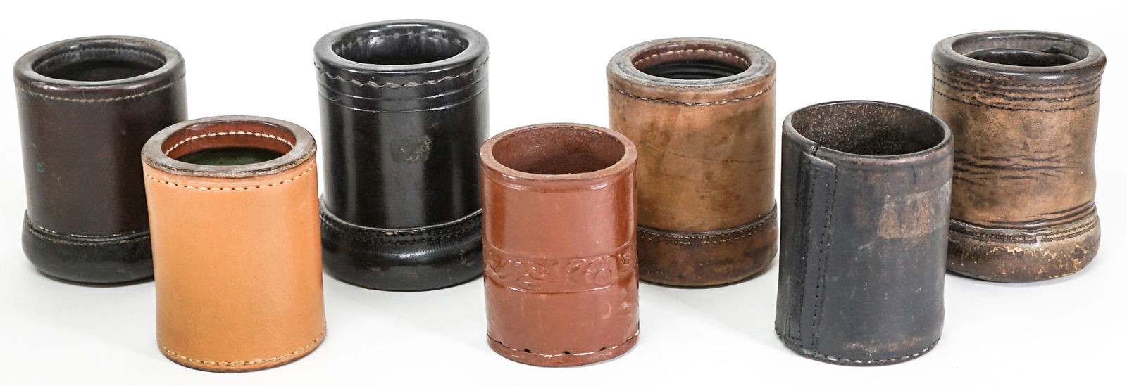 Collection of Vintage & Antique Leather Dice Cups (1 of 9)