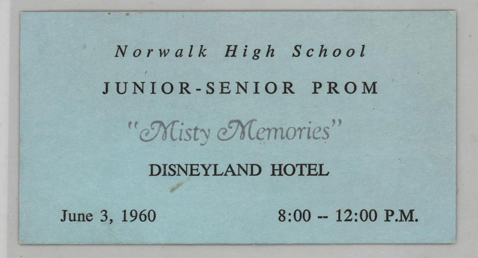 1960 Disneyland Hotel "Misty Memories" Ticket (1 of 2)