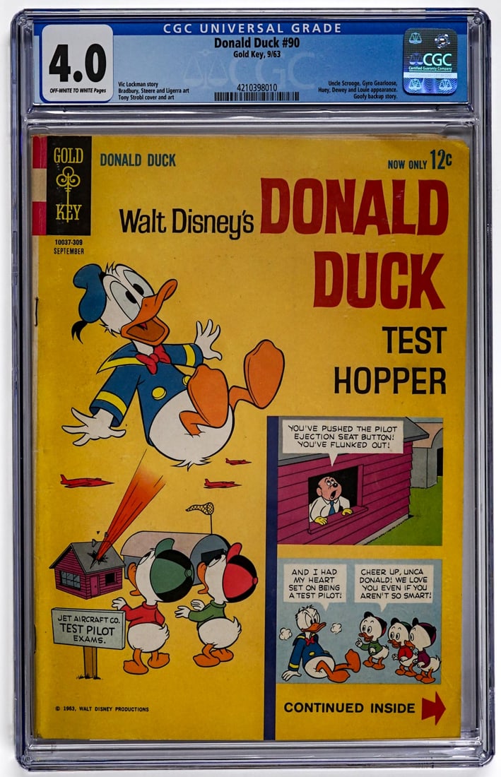 Walt Disney's Donald Duck #90 CGC 4.0: Walt Disney's Donald Duck #90 CGC 4.0. The descriptions of items appearing in advertising prior to this auction are believed to be correct, nevertheless, neither those descriptions nor any oral statem