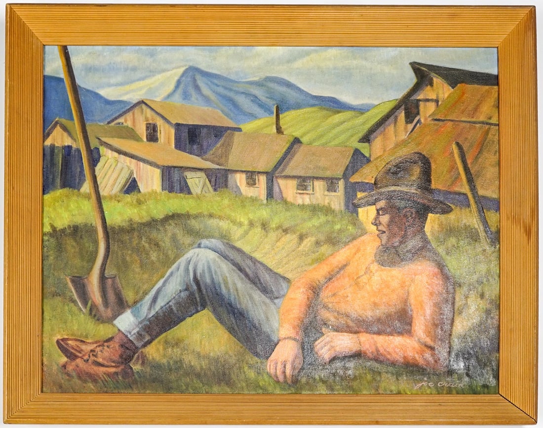 Vintage Reclining Cowboy Painting by Joe Crain (1 of 4)