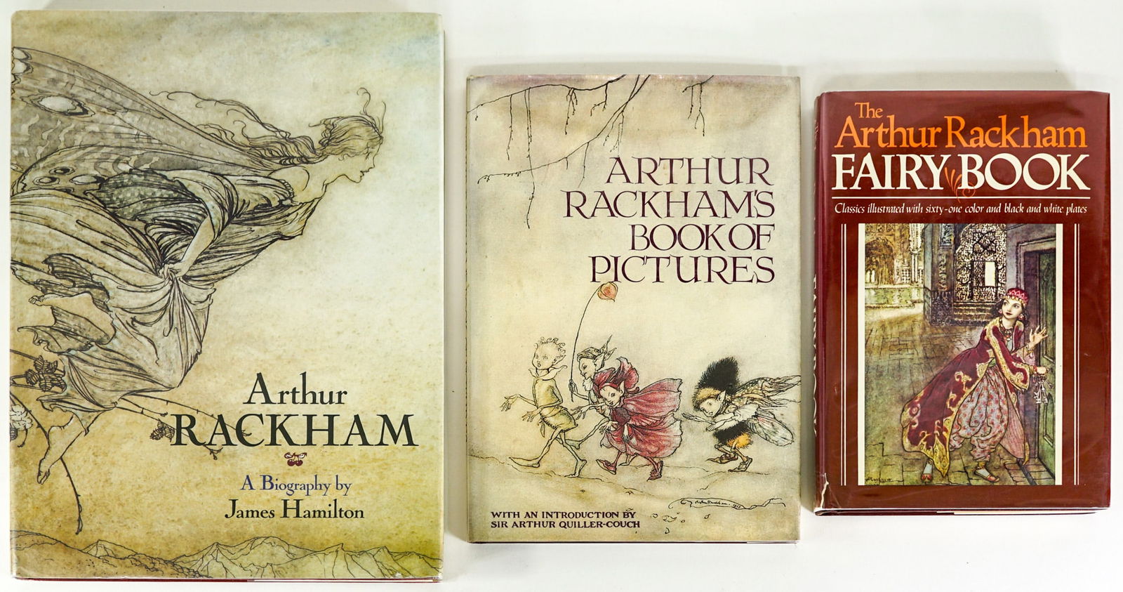 Arthur Rackham (3) Illustrated Books: Three (3) Arthur Rackham books include: A Bibliography by James Hamilton, Arcade Publishing 1990 1st with unclipped dust jacket; Fairy Book, Weathervane Books 1978 with unclipped dust jacket; Book of