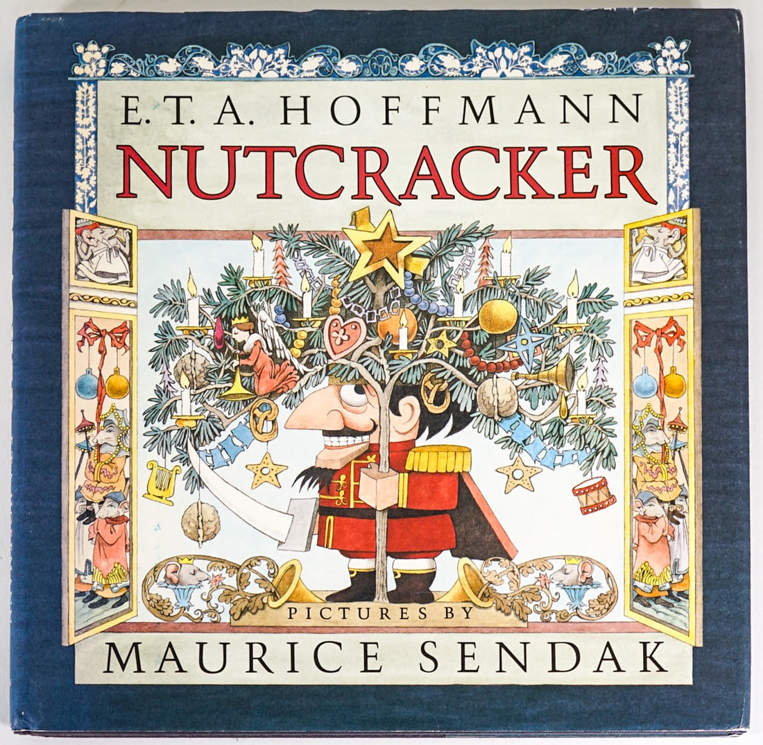 Nutcracker by Hoffman Pictures by Sendak SIGNED: Nutcracker by E.T.A Hoffman Pictures by Maurice Sendak. Signed by Sendak on half title page. 1984 1st edition with unclipped dust jacket. Crown Publishers. 102 pp. Grey cloth covers. Book measures 10.