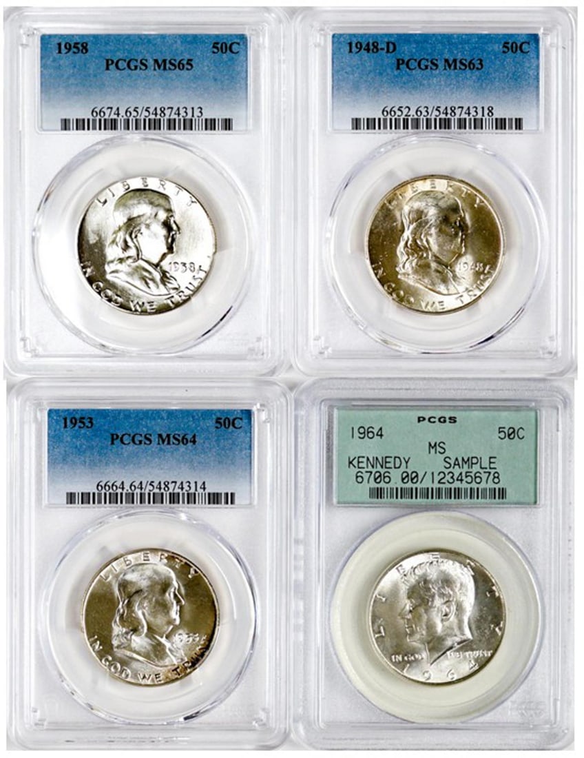 Four Graded U.S. Half Dollars (1 of 2)