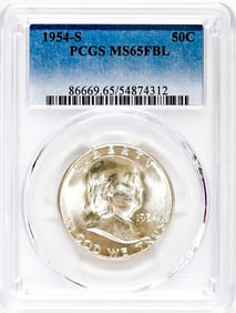 1954-S Franklin Half Dollar PCGC MS65FBL