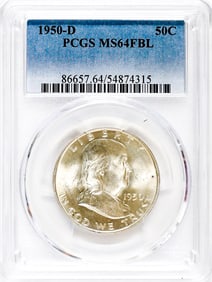 1950-D 50c Franklin Silver Half Dollar - PCGS MS6L