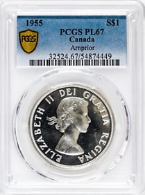 1955 Canada $1 PCGS PL67 Arnpior
