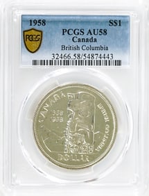 1958 Canada $1 British Columbia PCGS AU58