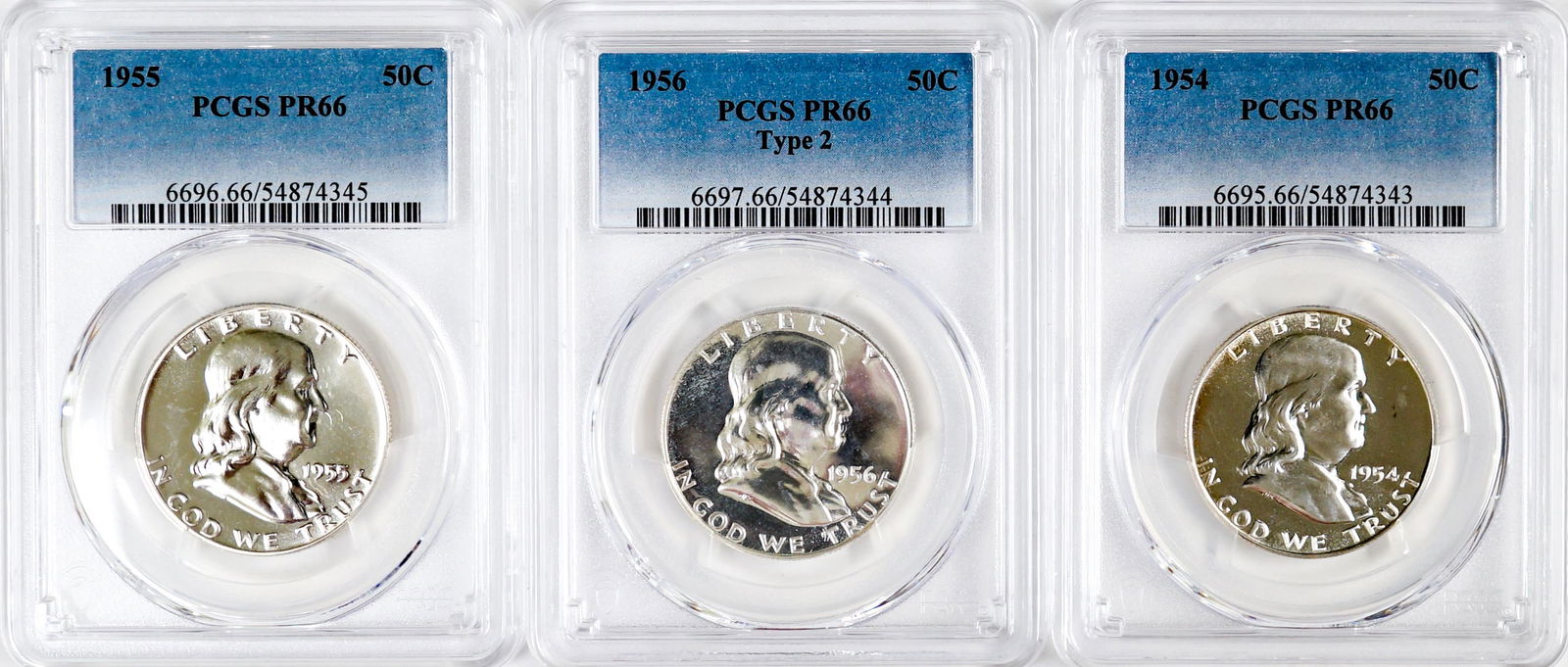 Three PCGS Graded U.S. Franklin Half Dollars (1 of 2)