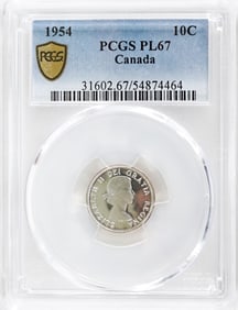 1954 Canada 10c PCGS PL67