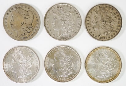 A Group of U.S. Morgan Silver Dollars (6)