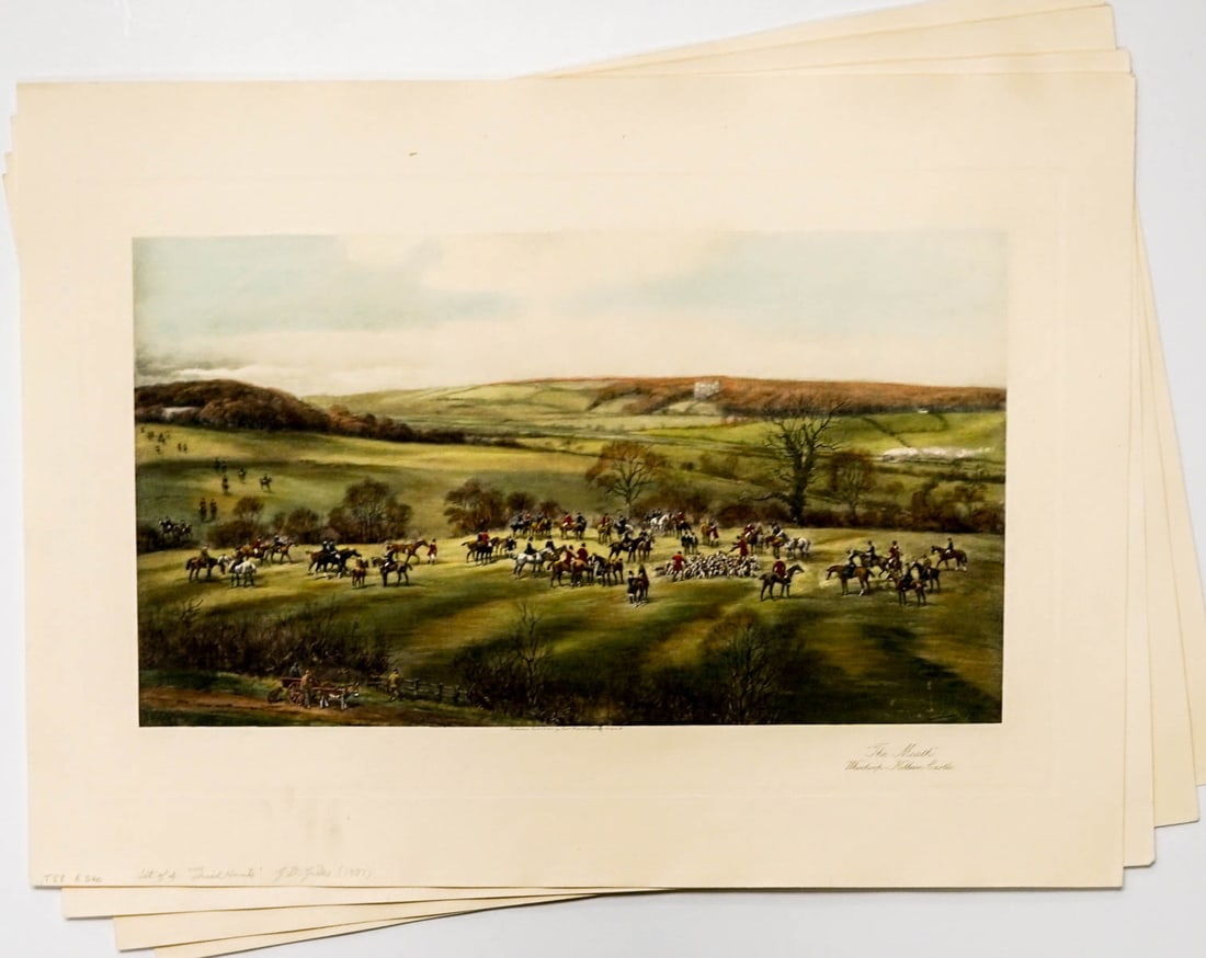 After Godfrey Douglas Giles (1857-1941): After Godfrey Douglas Giles (1857 - 1941) hand colored engravings set of 4 'Irish Hunt's'. These British restrike engravings are said to have been made from the original plates and date to the 2nd hal