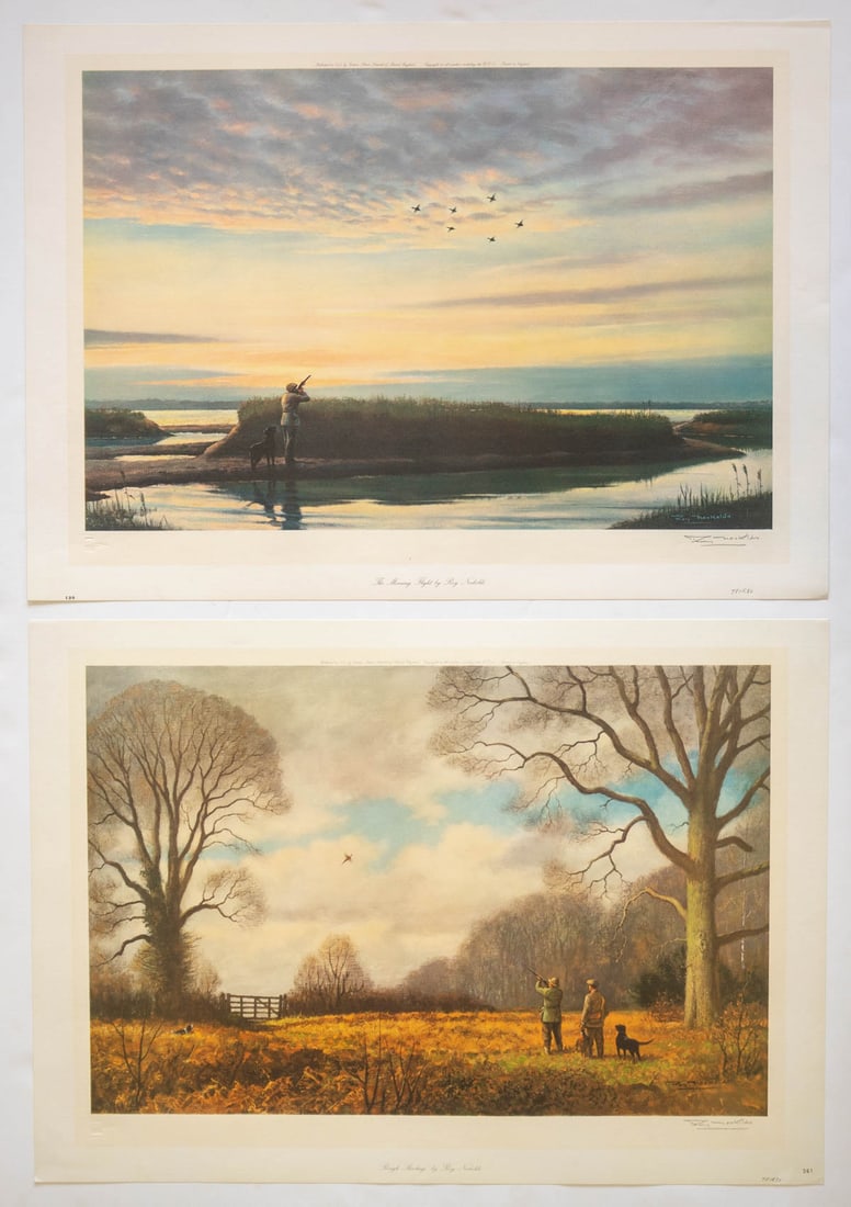 Roy Nockolds Lithographs, Two: Two Roy Nockolds (1911 - 1979) original lithographs. Pencil signed lower right. Measures 25" x 35" sheet size. Unframed, loose and not glued or mounted. Ex+/Near Mint condition. Provenance: C.D. Raymo