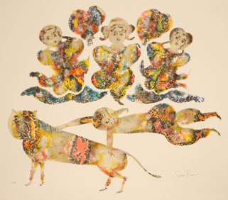 Sakti Burman Lithograph [EA, Modernist, Animals]
