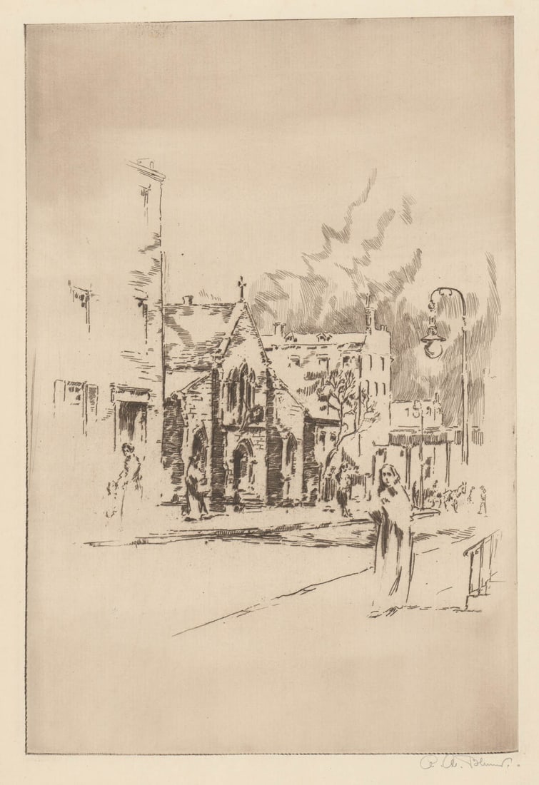 Alexander (AA) Blum Etching [Church, Street Scene] (1 of 4)