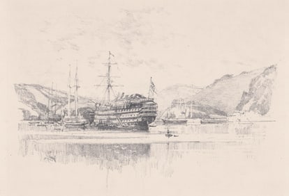 Joseph Pennell Lithograph [Navy Vessel, Dartmouth]