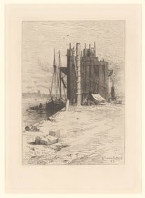 Robert Swain Gifford Etching [Fish Factory, Boat]