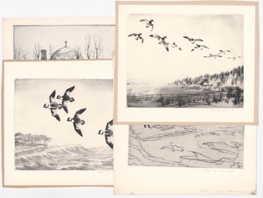 [Hunting] Paul Winchell Signed Etchings (4)