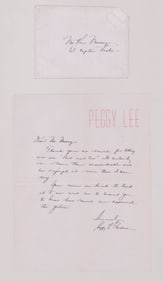 Peggy Lee Autographed Signed Letter