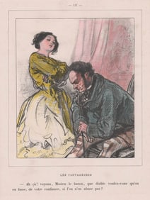 Paul Gavarni Color Lithograph [French Cartoon]