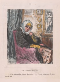 Paul Gavarni Color Lithograph [French Cartoon]