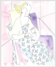 Linda Le Kinff Embellished & Signed Print