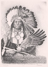 Richard D. Harris Lithograph Chief Flying Pipe