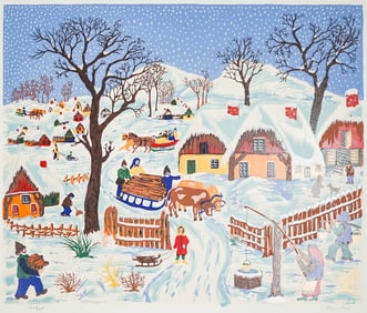 Winter Scene Signed Serigraph