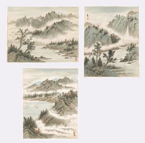 Signed Asian Watercolor/Ink Mixed Media (3)