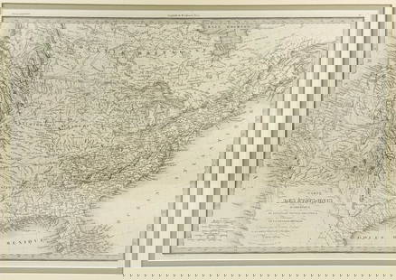 1854 Pierre Tardieu United States Map Framed: Gravee par Pierre Tardieu (Engraver) 1854. Carte des Etats-Unis d'Amerique, du Canada, du Nouveau Brunswick et d'Une Partie de la Nouvelle Bretagne. Atlas Universel. Hand colored. United States and