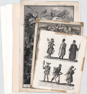Antique (5) Printwork [Engravings, Photogravure]: Three (3) antique copper engravings and two (2) photogravures include: The Muir Glacier after painting by Thomas Hill and Upper Twin Lakes from a painting by Frank D. Tabor. Sheets measure 9 in to