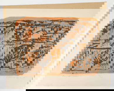 Illegibly Signed (2) Mid-Century LTD Lithographs: Two (2) mid-century lithographs. Sheets measure 18 in. x 23 in. and 18.5 in. x 23.25 in. Unframed, loose, not mounted or glued down. Print lot measures 18.5 in. H x 23.25 in. W for shipping purposes.