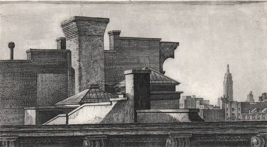 Armin Landeck Engraving SIGNED 1941 [Rooftops]