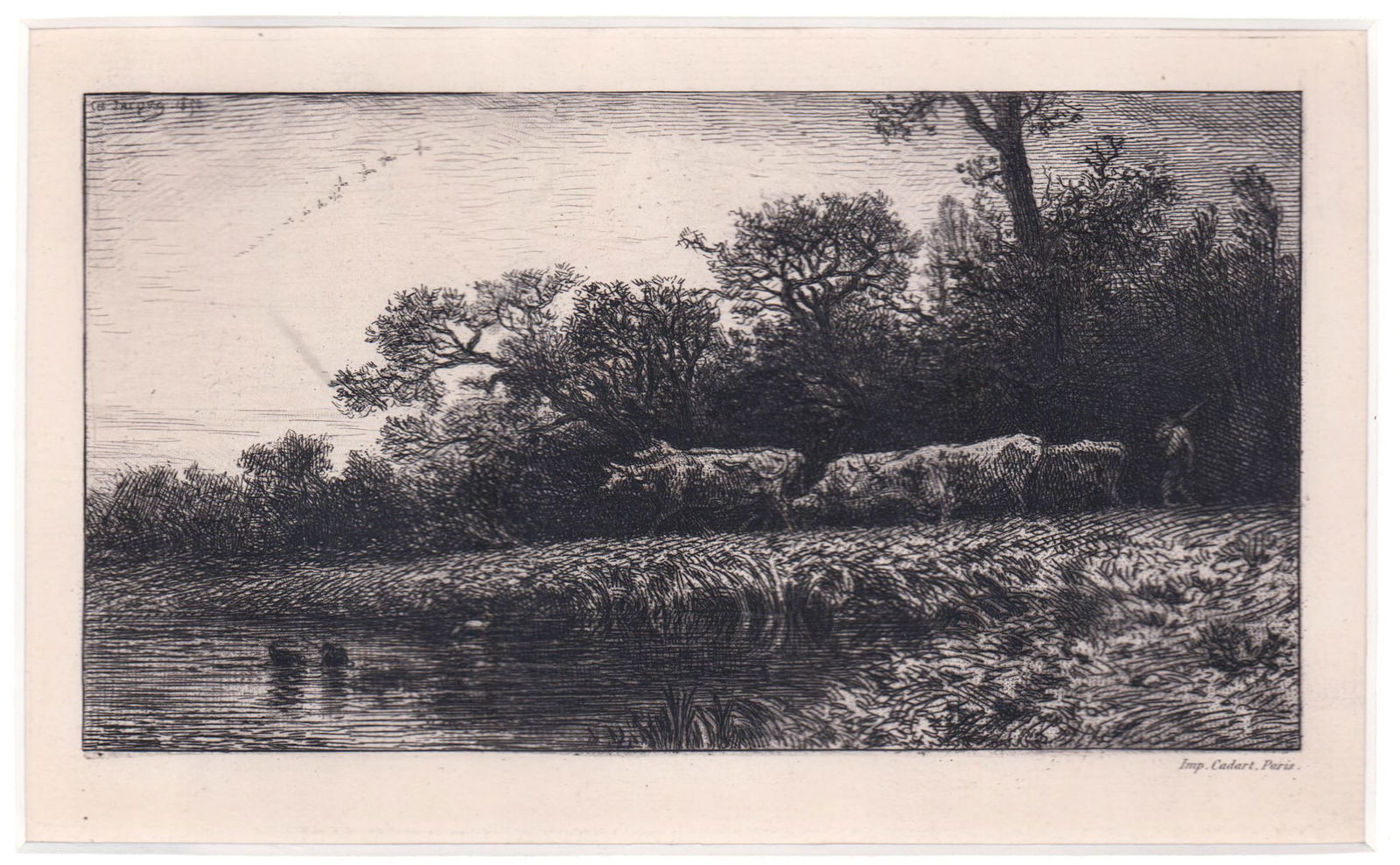 Charles Jacque Etching [Evening Landscape] (1 of 6)