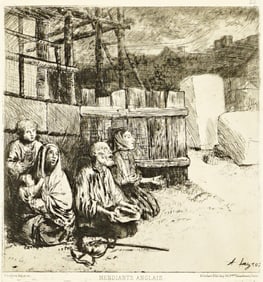Alphonse Legros Etching [Mendiants Anglais] 1875