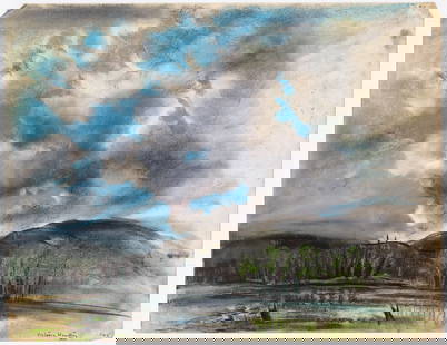 Victoria Huntley Original Pastel SIGNED AFTER: Victoria Hutson Huntley (1900-1971) signed after by RH, original pastel. Landscape. Measures 13 in. x 16.75 in. Unframed, loose, not mounted or glued down. Provenance: Estate collection of William