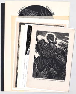 Wood Engravings (9) [Fritz Eichenberg]: Fritz Eichenberg wood engravings (many signed). Unframed, loose, not mounted or glued down. Provenance: Estate collection of William Greenbaum, Gloucester, Massachusetts, Proprietor of William