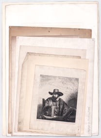 Antique (9) Etchings [People, Architecture]