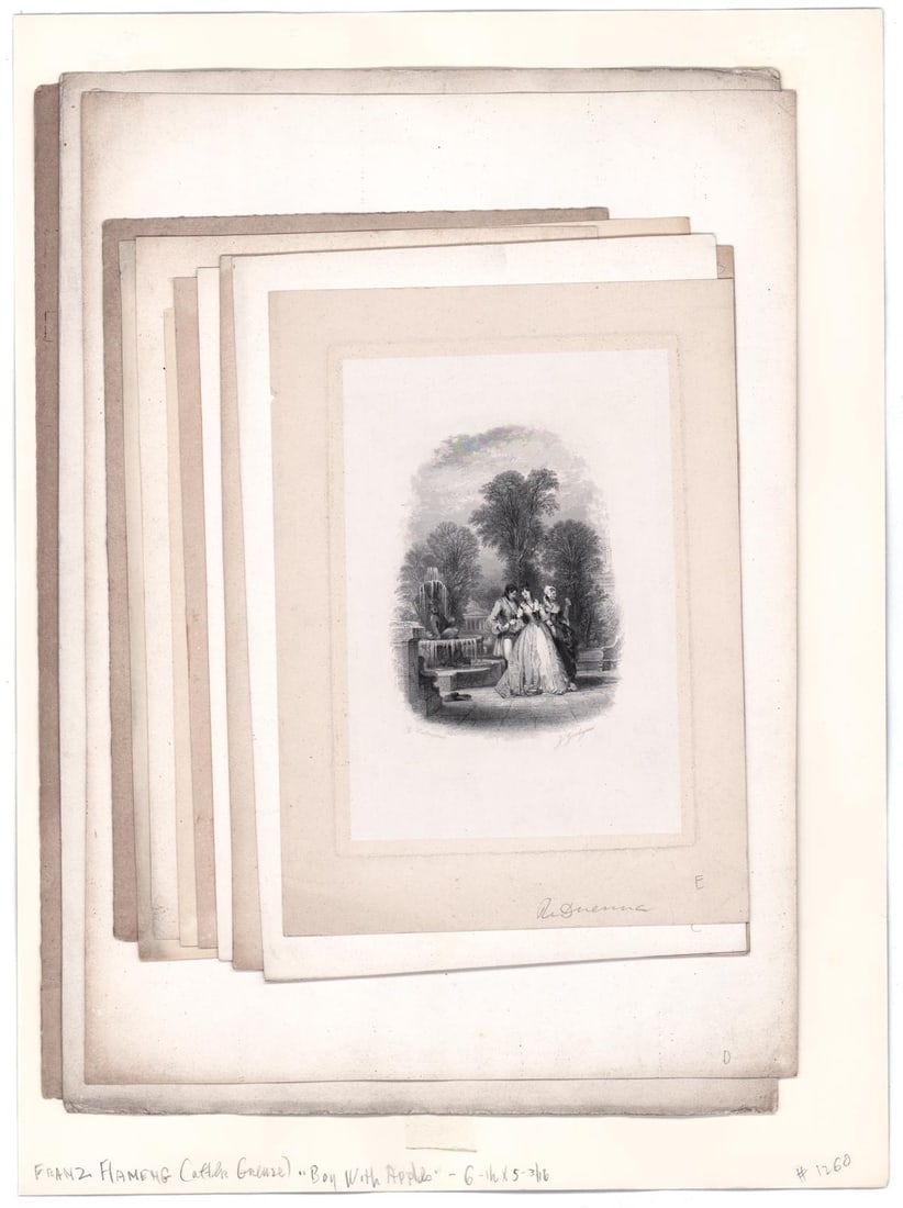 Antique (13) Prints / Etchings: Thirteen (13) antique prints / etchings. Several have been glued down or hinge mounted to paper sheets. Sheets measure 10.75 in. to 19.5 in. x 7.75 in. to 14.5 in. Unframed. Provenance: Estate collect