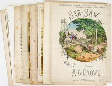 Color Litho 19th Century (10) Sheet Music