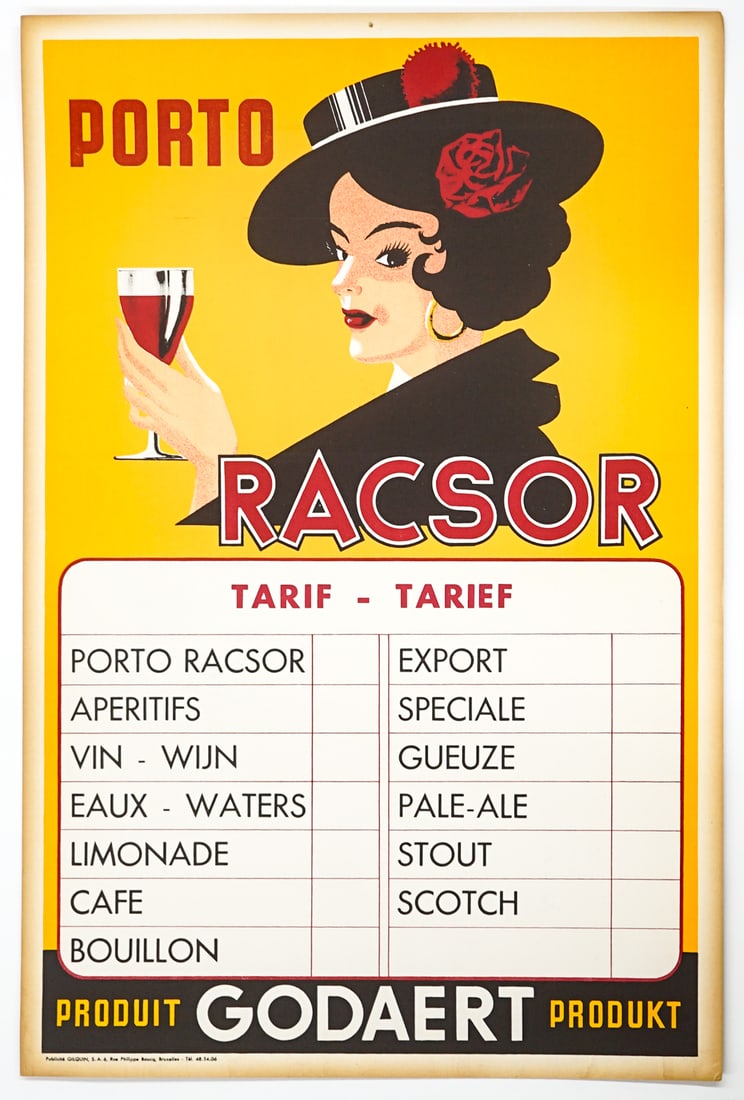 Vintage 'Porto Rascor' Wine Advertisement Poster: Vintage 'Porto Rascor' Wine Advertisement Poster. Godaert Product. Measures 26.75 in. x 17.75 in. Edge toning. Unframed, loose, not mounted or glued down. Print on heavy paper measures 26.75 in. H x 1