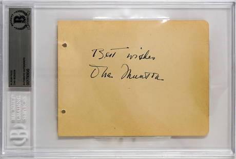 Ona Munson (d. 1955) Autographed Album Page: [Belle Watling in Gone With the Wind] Ona Munson (d. 1955) Autographed Album Page. Authenticated and encapsulated by Beckett Authentication Services #00017909049. Autograph album page measures 4.375