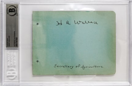 Henry Agard Wallace Autographed Album Page