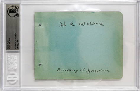 Henry Agard Wallace Autographed Album Page: Henry Agard Wallace (1888-1965) Autographed Album Page. Henry Agard Wallace was the 33rd vice president of the United States, serving from 1941 to 1945, under President Franklin D. Roosevelt. He