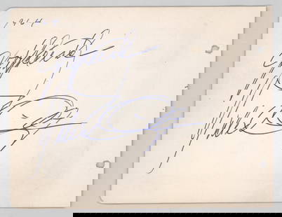 Duke Ellington Autographed Album Page: Duke Ellington (and one other signature) Autographed Album Page. Obtained at Cedar Point in 1964. Autograph album page measures 4.375 x 5.75 inches. For shipping purposes only; slab measures 9 x 6 x