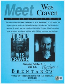 Wes Craven SIGNED Bretano's Flyer BAS COA