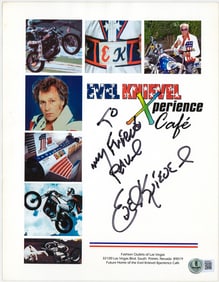Evil Knievel SIGNED Photo Ad BAS COA